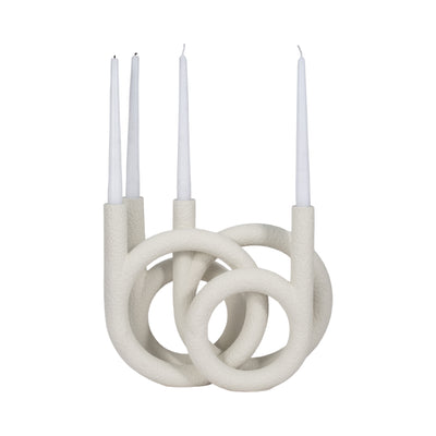 15 Looped 4-taper Candleholder, White