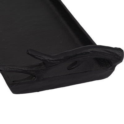 Metal, S/2 27/35 Trays W/ Antler Handle, Black