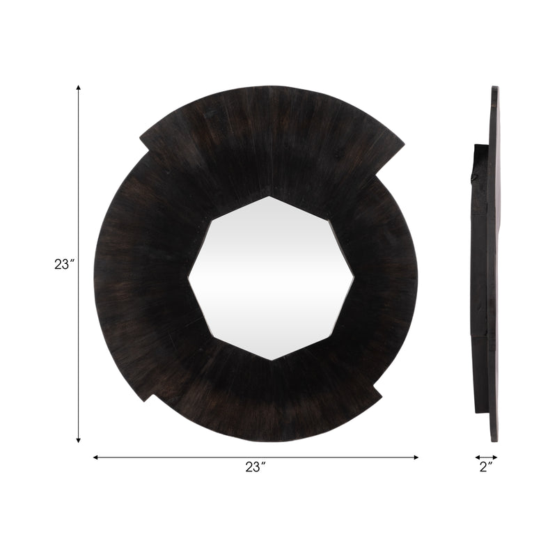 WOOD, 23D ROUND MIRROR, BLACK