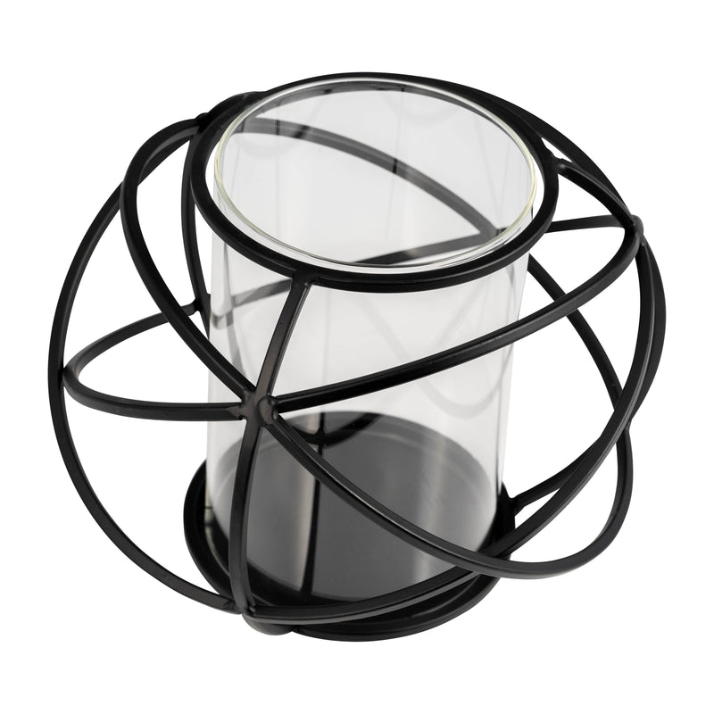 S/2 6 ORB CANDLE HOLDER , BLACK