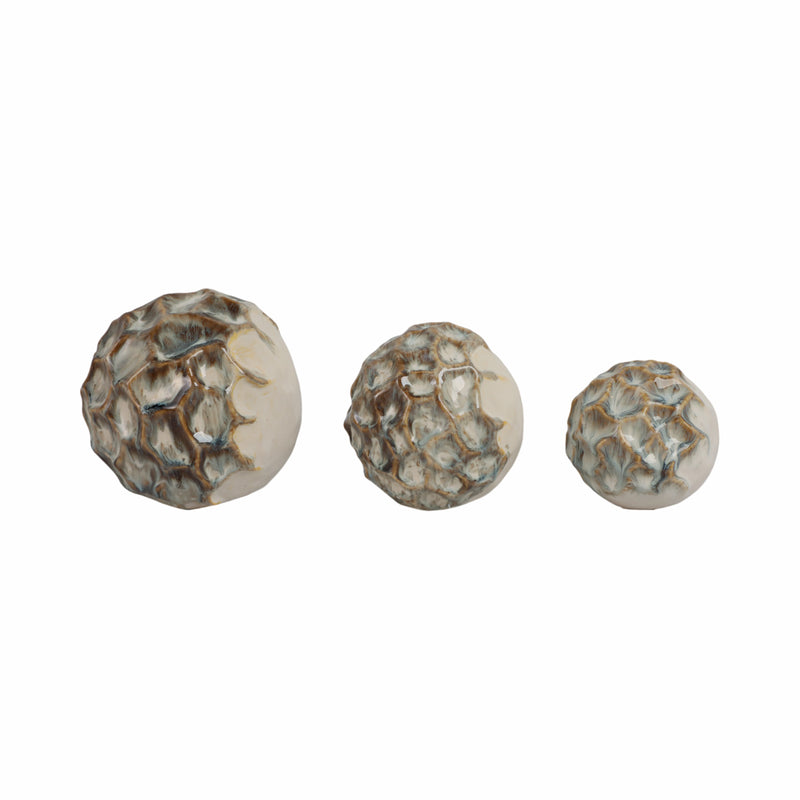 S/3 4/5/6 Decorah Cer Deco Balls - Set Of 3