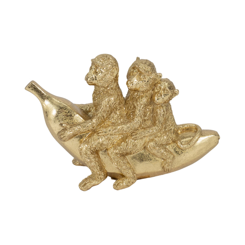 8 Three Monkeys On Banana, Gold