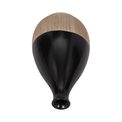 CER, 7H 2-TONE TEARDROP VASE, CREME/BLK