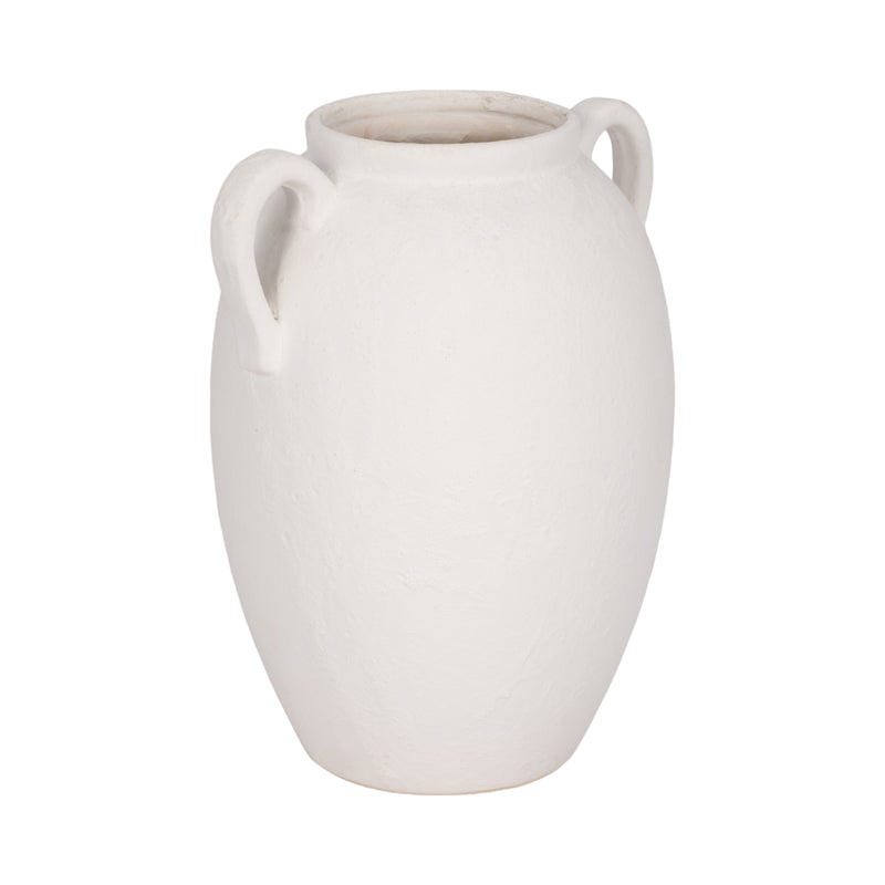 CER, 10 TEXTURED JUG W/ HANDLES, WHITE