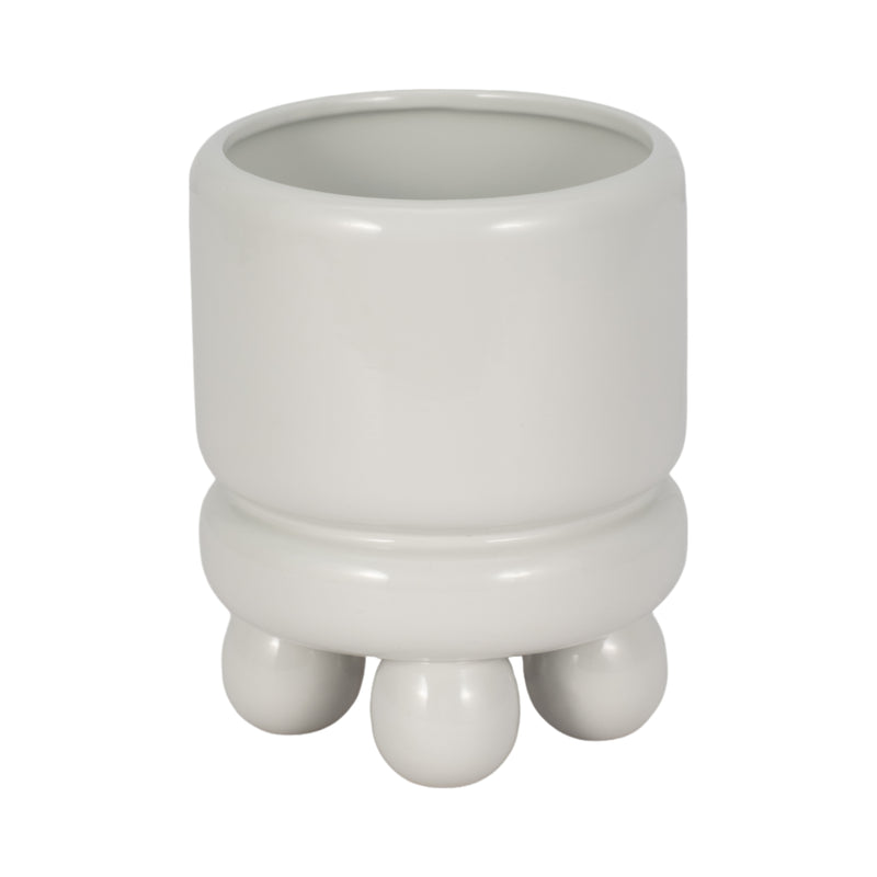 7 Knobby Footed Planter, White