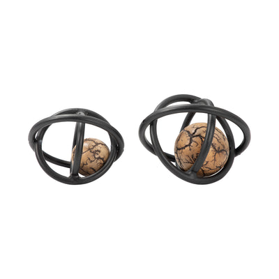 S/2 7/8 Solaro Bronze Metal Orbs