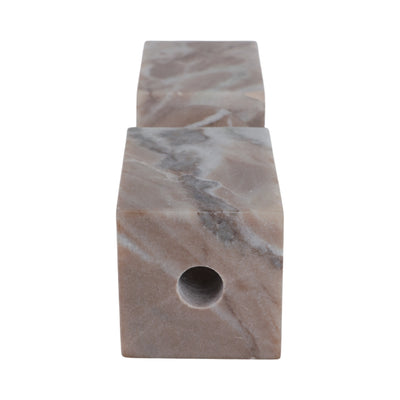 12x3 Chunky Marble Taper Holder, Tan Multi