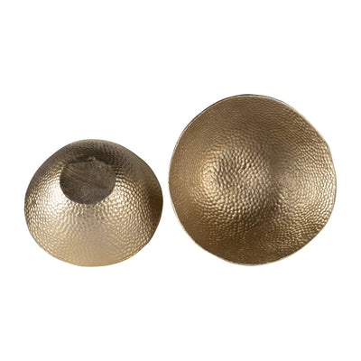 METAL,S/2 11/13, ROUND HAMMERED BOWLS,CHAMPAGNE