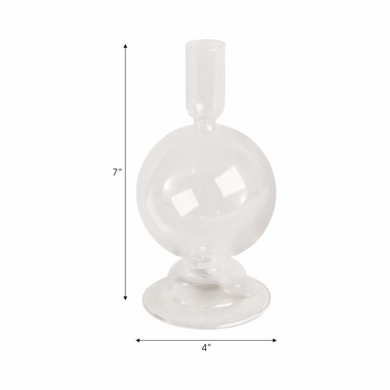 7 Glass Bubble Taper Candle Holder, Clear