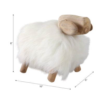 12 Faux Fur Sheep, White/natural