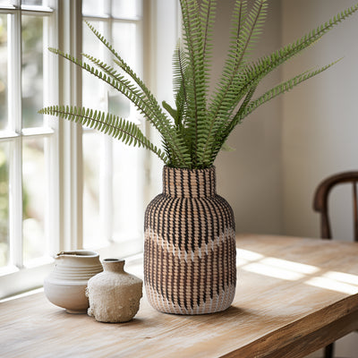 RATTAN, 13H WOVEN VASE, MULTI