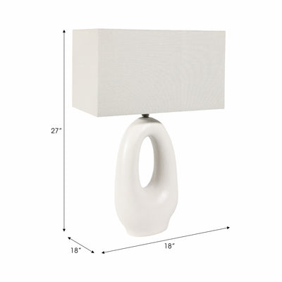 27 Open Cut-out Oval Table Lamp, White