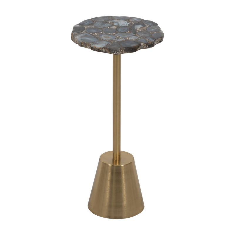 24 ROUGH EDGE AGATE TOP ACCENT TABLE, GOLD