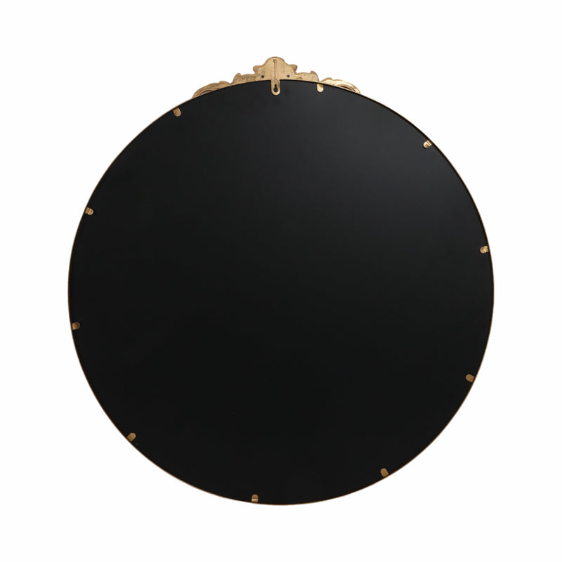 36 Fleur Applique Round Mirror, Gold Wb