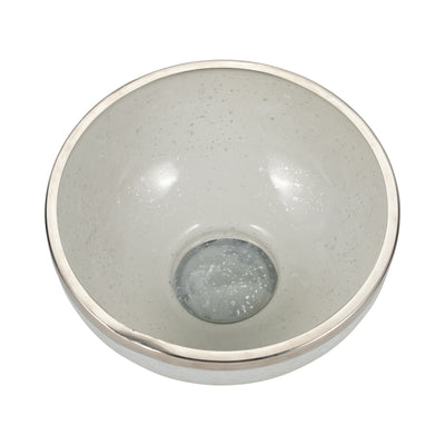 GLASS,13,BOWL W/RING DECO,WHITE