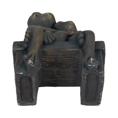 12 Cuddling Frogs On Bench, Bronze