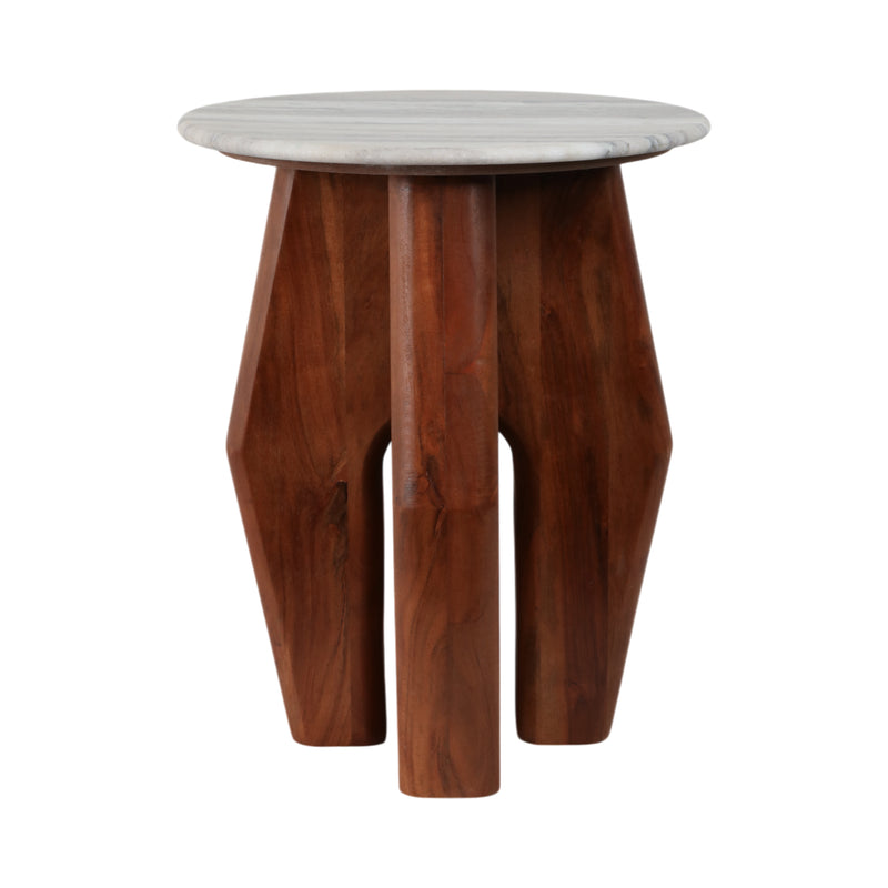 20 Curved Legs Accent Table Marble Top, Brown