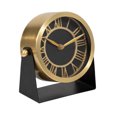 METAL TABLE CLOCK 6''  GOLD BLACK