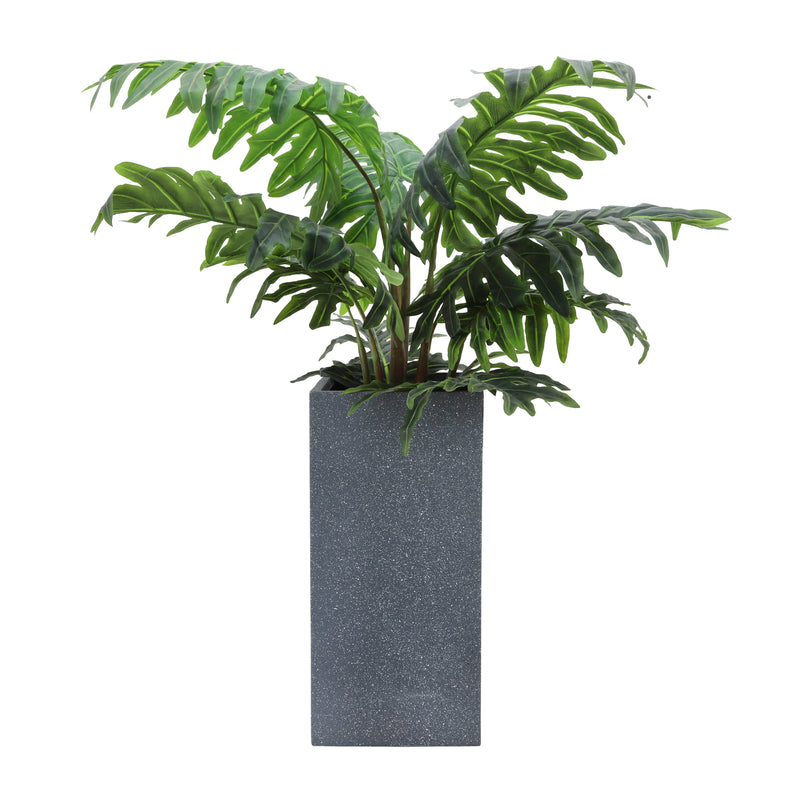 Resin, S/2 11/13D Square Nested Planters, Dk Gray