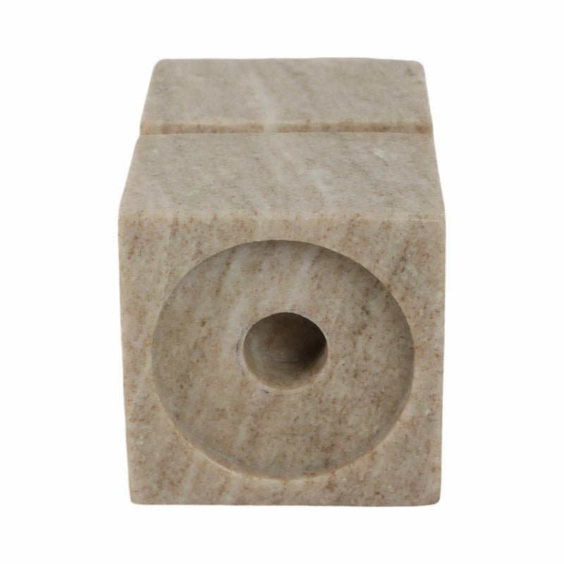 6 Onyx Marble Stacked Cubes Pillar Candleholder,