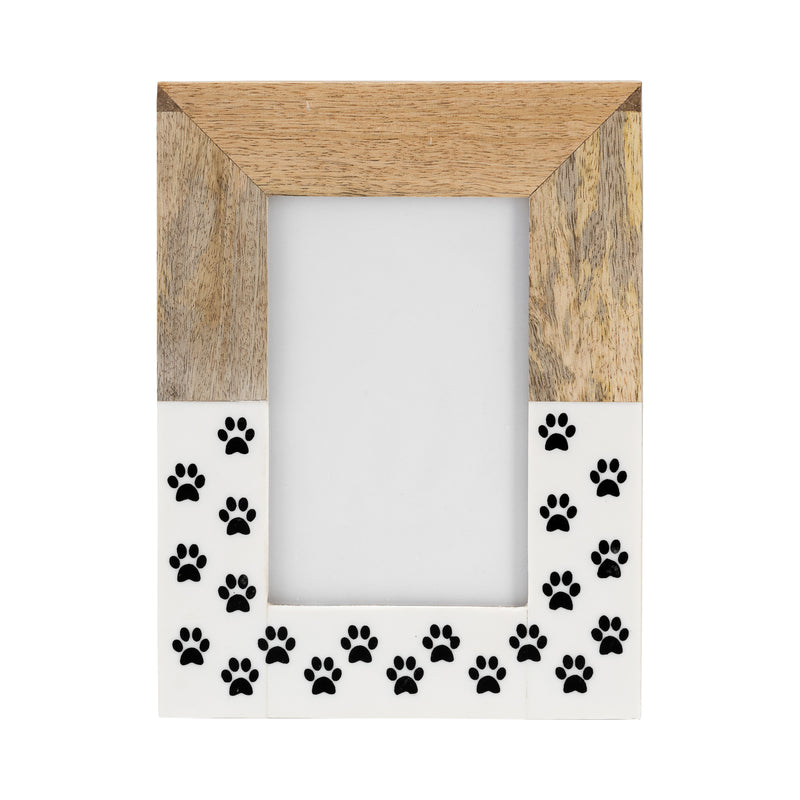 WOOD, 4X6, DOG-PAWS PHOTO FRAME,WHITE