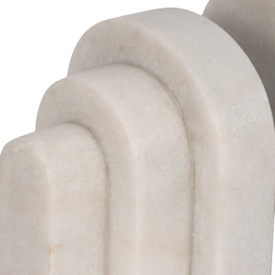 MARBLE, S/2 6, LAYERED ARCHES BOOKENDS,WHITE