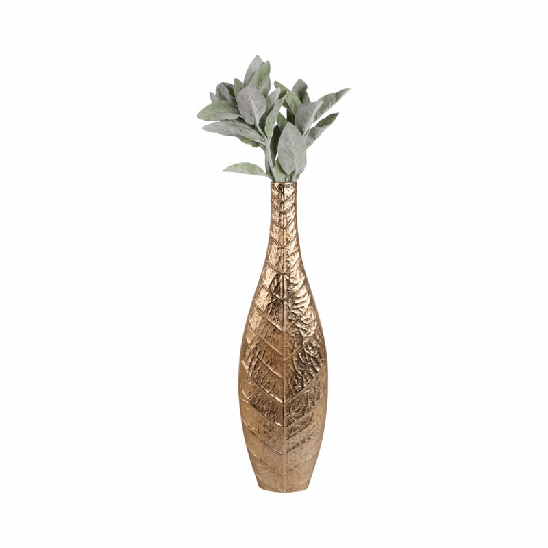 28 Craighton Large Metal Leaf Vase, Gold