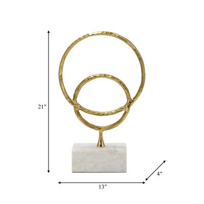 METAL/MARBLE, 21H DOUBLE RING ACCENT, GOLD