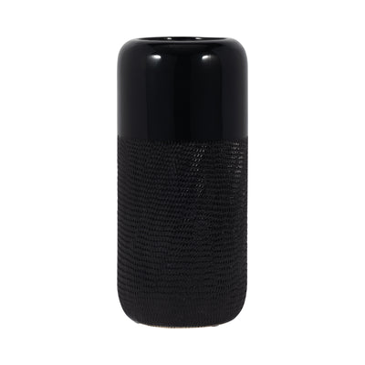 CER, 12H GROOVED VASE, BLACK