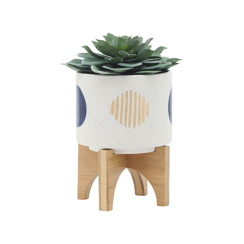 S/2 5/8 FUNKY PLANTER W/ STAND, WHITE