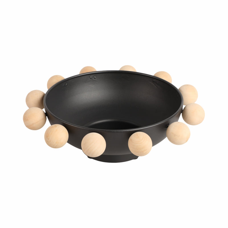 13 Bowl With Large Wooden Knobs, Black