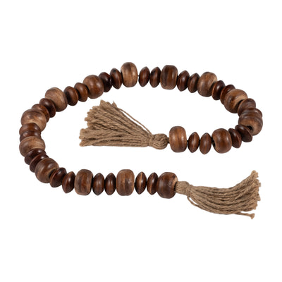 WOOD, 26 FLAT BEADS GARLAND, NATURAL