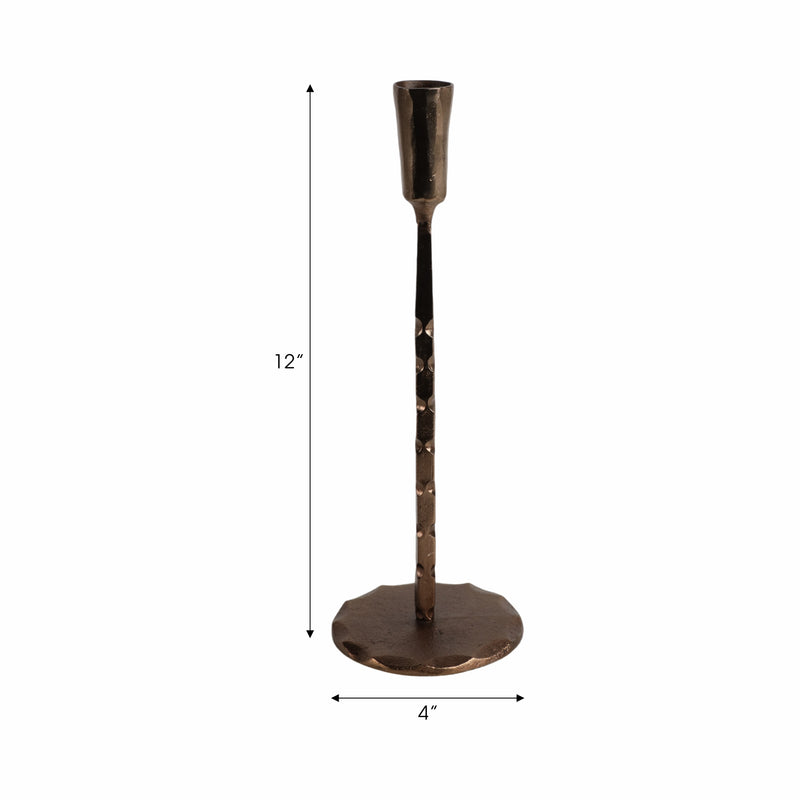 12x4 Forged Cast Iron Taper Holder, Matte Bronze