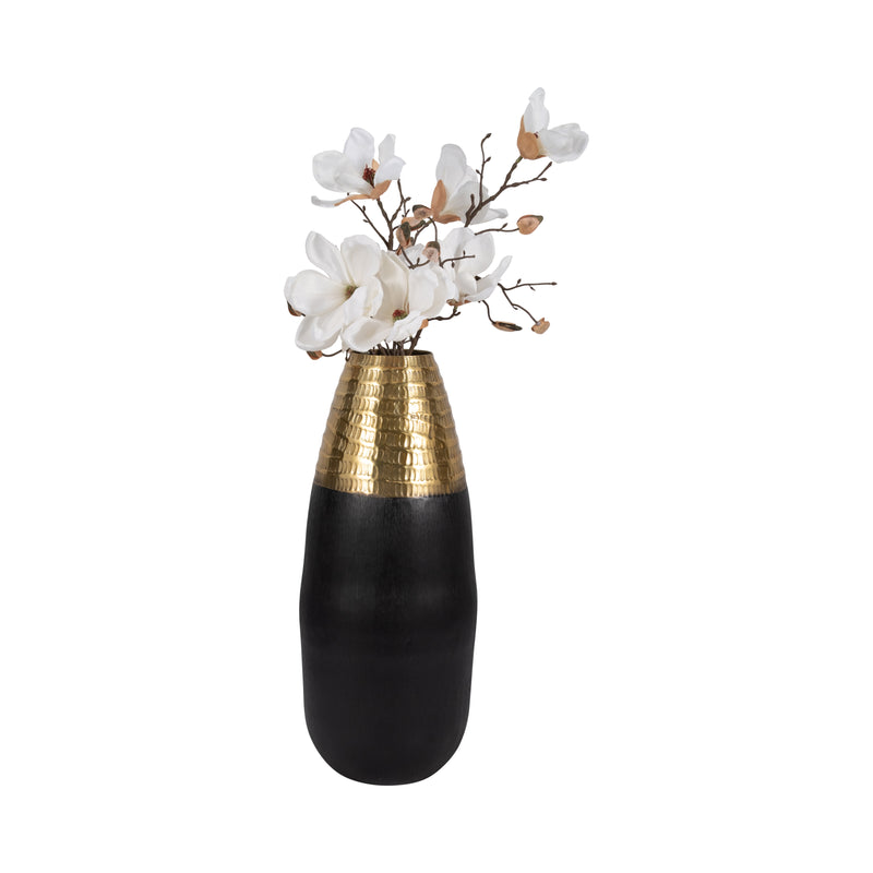 Metal, 20 2-tone Floor Vase, Black/gold