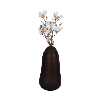 Glass, 17 Ridged Vase, Smokey Brown