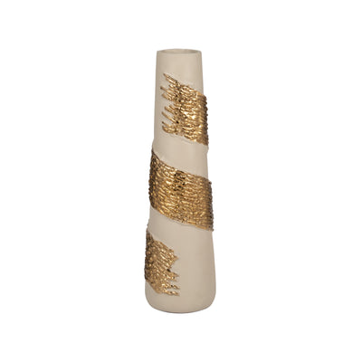 Glass, 18 Aluminum Wrapped Vase, White/gold