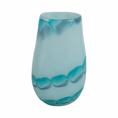 12x7 Bead Pattern Glass Vase, Blue