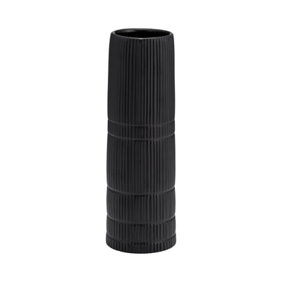 CER, 15H LINED CYLINDER VASE, MATTE BLACK