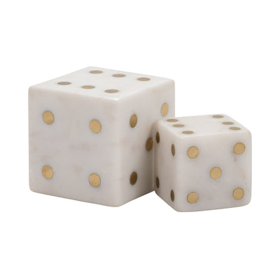 S/2 3/4 Mistry White Marble Dice