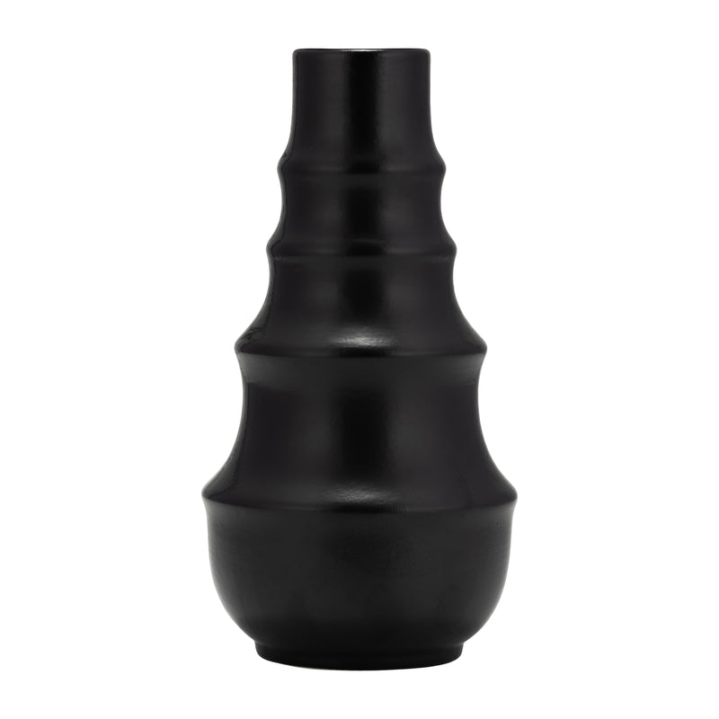 CER,11,RING PATTERN VASE,BLACK