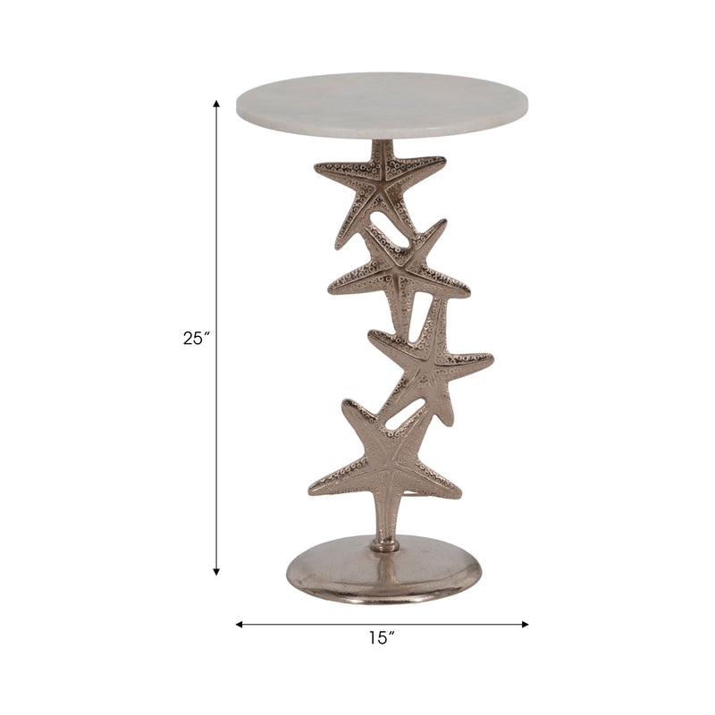 Metal/marble15d/25h,silver Starfish Sidetable Kd