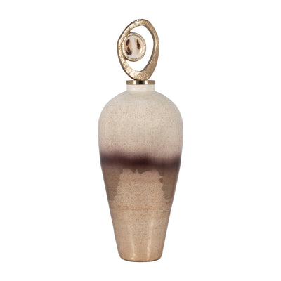 GLASS, 27 VASE METAL SWIRL TOPPER, 2-TONE BRONZE