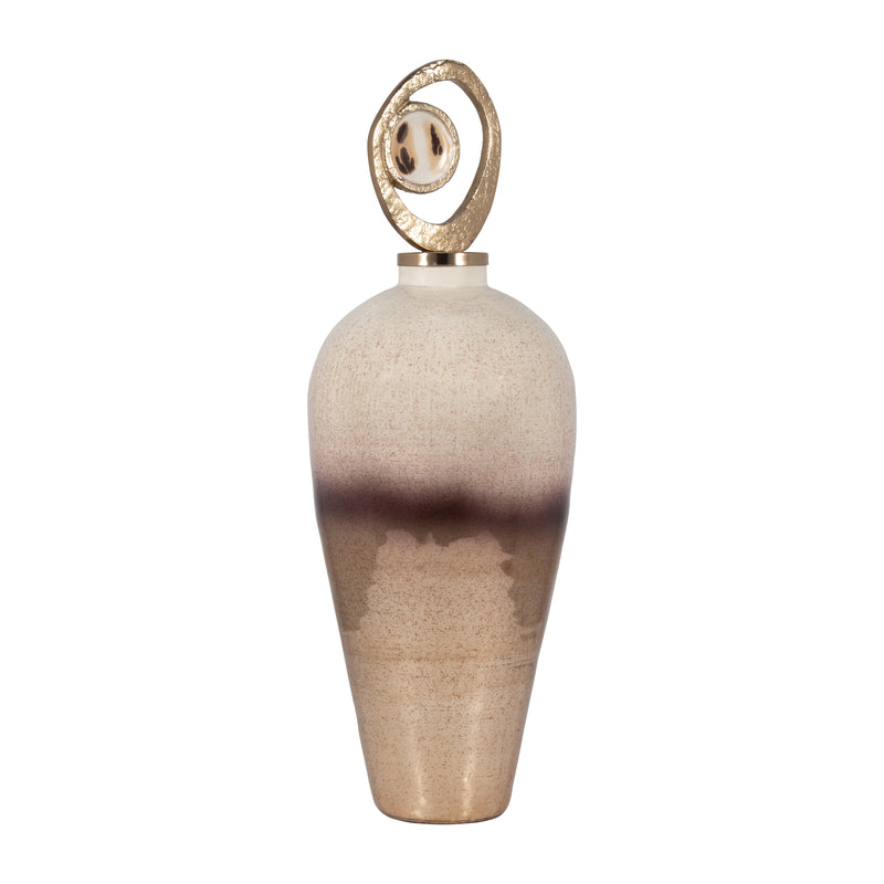 GLASS, 27 VASE METAL SWIRL TOPPER, 2-TONE BRONZE