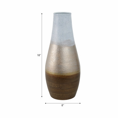 18 Gold Ombre Metal Hourglass Vase, White/gold