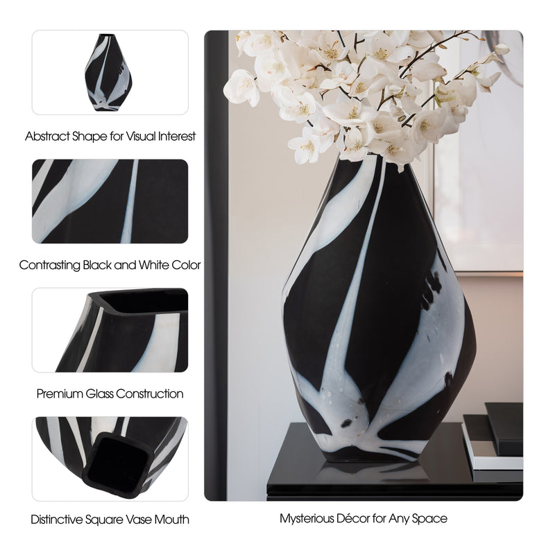 Glass, 19 Abstract Contemporary Vase, Black