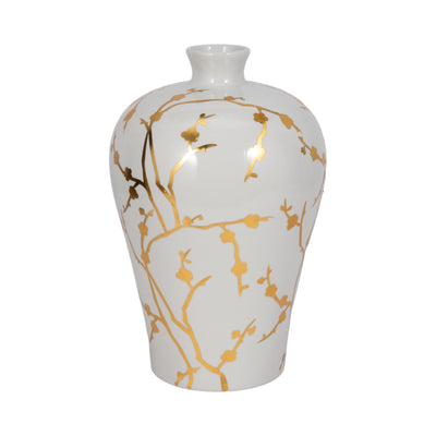 Cer 15H, Vase W/ Gold Decal, White