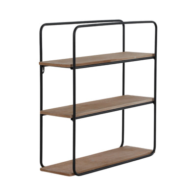 Metal/wood 3 Tier Wall Shelf, Brown/black