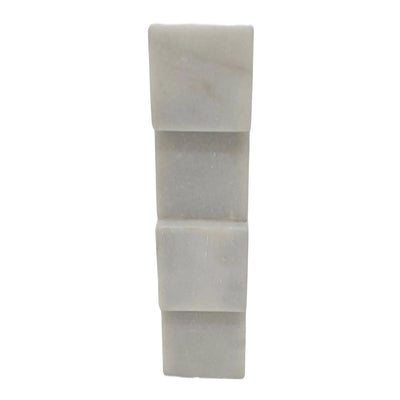 10x3 Stacked Cube Marble Taper Holder, White