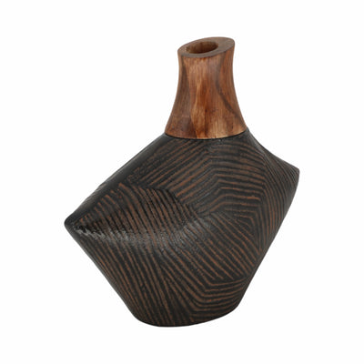 9 Kenai Small Wood And Metal Vase