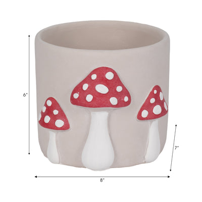 8 Magic Mushroom Applique Planter, Red/white